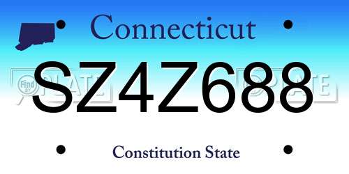 SZ4Z688 Connecticut License Plate