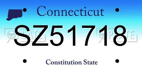 SZ51718 Connecticut License Plate