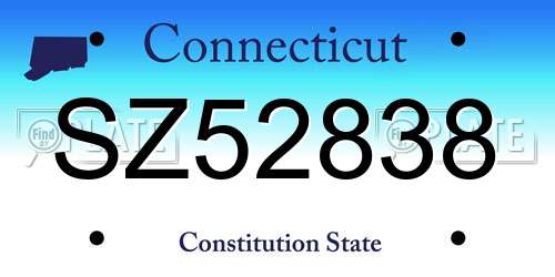 SZ52838 Connecticut License Plate