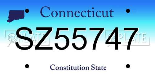 SZ55747 Connecticut License Plate