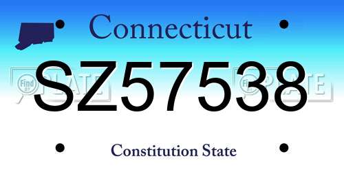 SZ57538 Connecticut License Plate