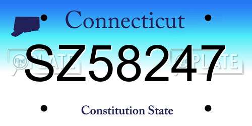 SZ58247 Connecticut License Plate