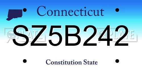 SZ5B242 Connecticut License Plate