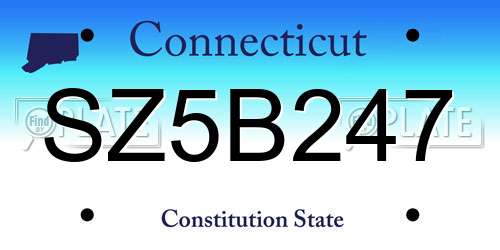 SZ5B247 Connecticut License Plate