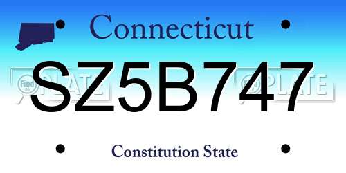 SZ5B747 Connecticut License Plate