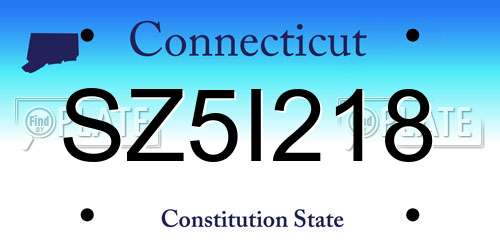 SZ5I218 Connecticut License Plate