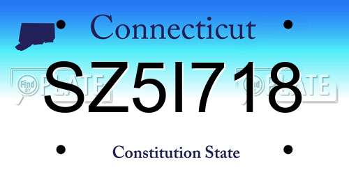 SZ5I718 Connecticut License Plate