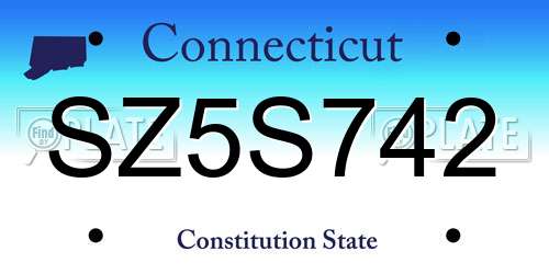 SZ5S742 Connecticut License Plate