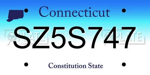 SZ5S747 Connecticut License Plate