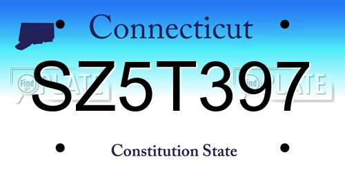 SZ5T397 Connecticut License Plate