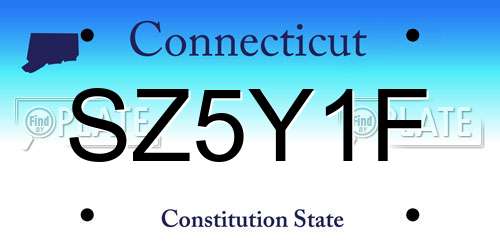 SZ5Y1F Connecticut License Plate