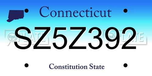 SZ5Z392 Connecticut License Plate