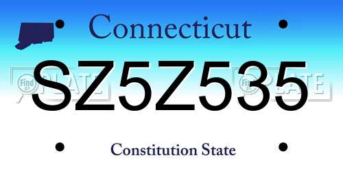 SZ5Z535 Connecticut License Plate