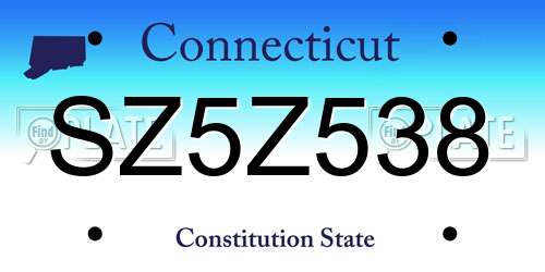 SZ5Z538 Connecticut License Plate