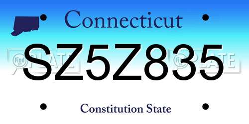 SZ5Z835 Connecticut License Plate