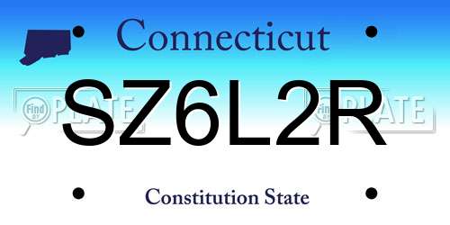 SZ6L2R Connecticut License Plate