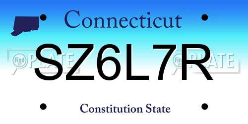 SZ6L7R Connecticut License Plate