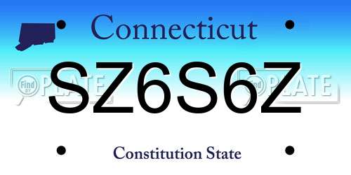 SZ6S6Z Connecticut License Plate