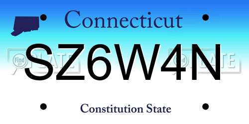 SZ6W4N Connecticut License Plate