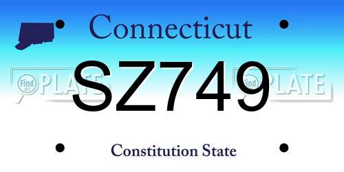 SZ749 Connecticut License Plate