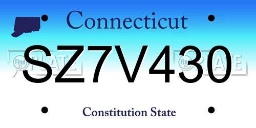 SZ7V430 Connecticut License Plate