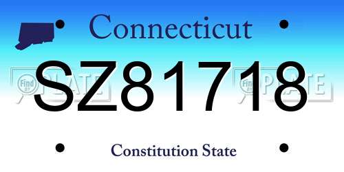 SZ81718 Connecticut License Plate