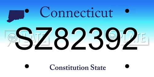 SZ82392 Connecticut License Plate