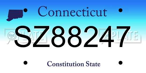 SZ88247 Connecticut License Plate