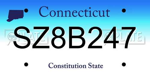 SZ8B247 Connecticut License Plate