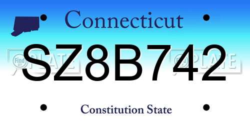 SZ8B742 Connecticut License Plate