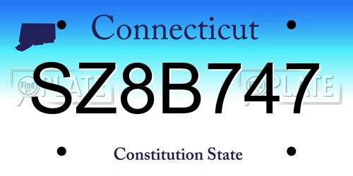 SZ8B747 Connecticut License Plate