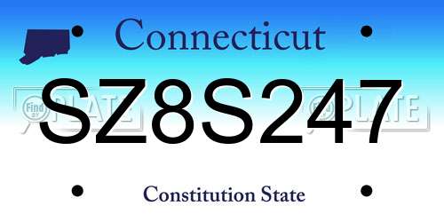 SZ8S247 Connecticut License Plate