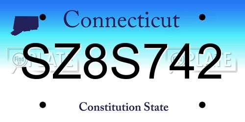 SZ8S742 Connecticut License Plate