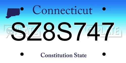 SZ8S747 Connecticut License Plate