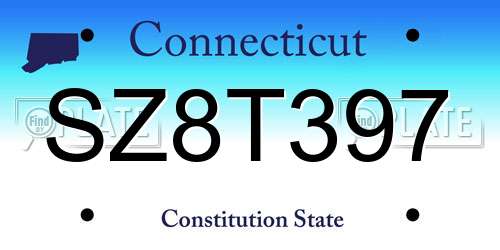 SZ8T397 Connecticut License Plate