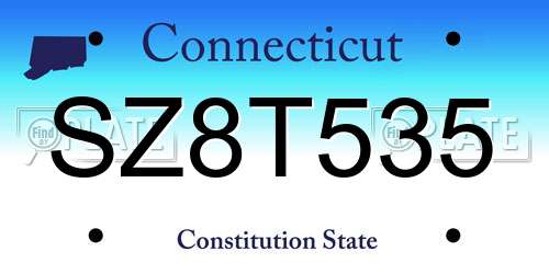 SZ8T535 Connecticut License Plate