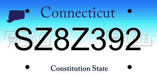 SZ8Z392 Connecticut License Plate