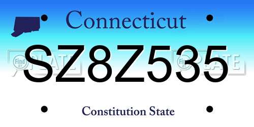 SZ8Z535 Connecticut License Plate