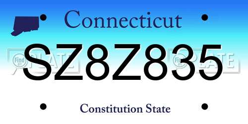 SZ8Z835 Connecticut License Plate