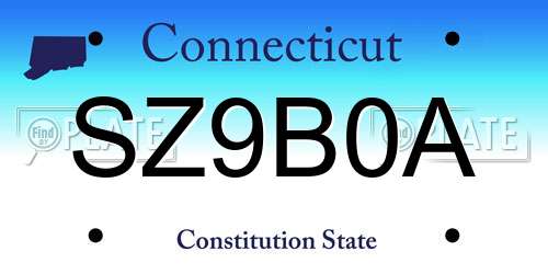 SZ9B0A Connecticut License Plate