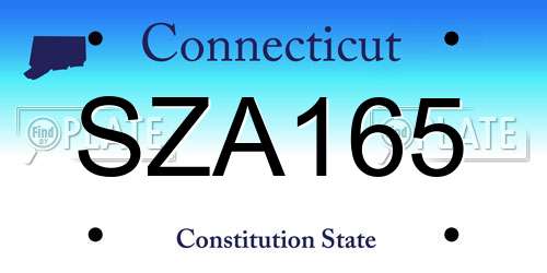 SZA165 Connecticut License Plate