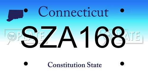 SZA168 Connecticut License Plate