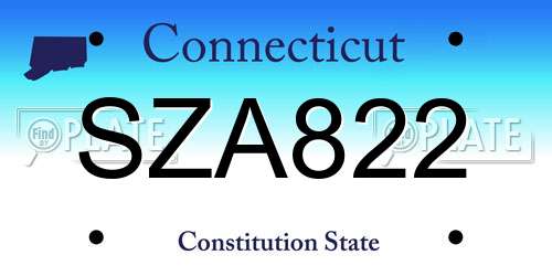 SZA822 Connecticut License Plate