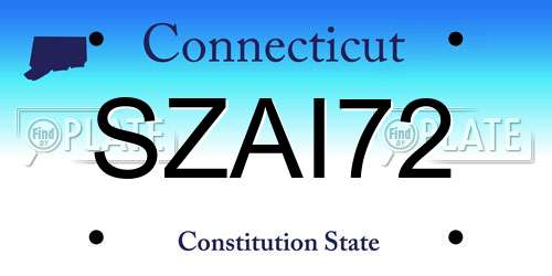 SZAI72 Connecticut License Plate