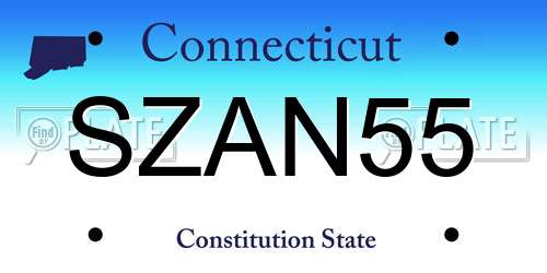 SZAN55 Connecticut License Plate