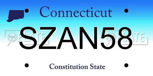 SZAN58 Connecticut License Plate
