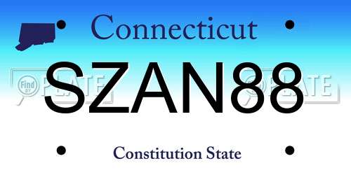 SZAN88 Connecticut License Plate