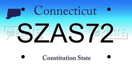 SZAS72 Connecticut License Plate
