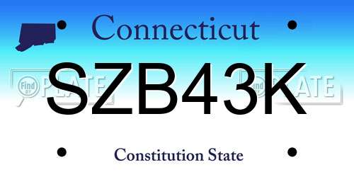 SZB43K Connecticut License Plate