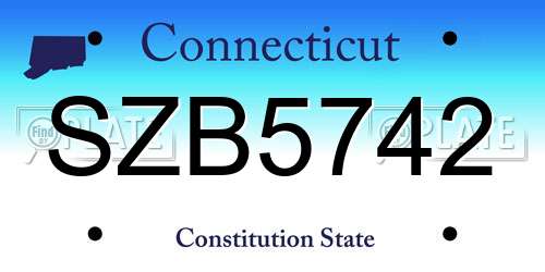 SZB5742 Connecticut License Plate